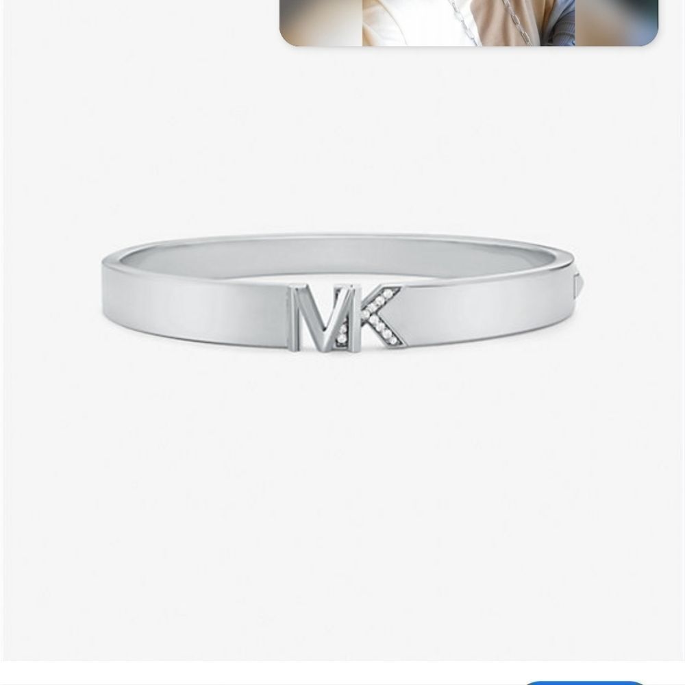MICHAEL KORS‎ Platinum-Plated Brass Pave' Logo Bangle
